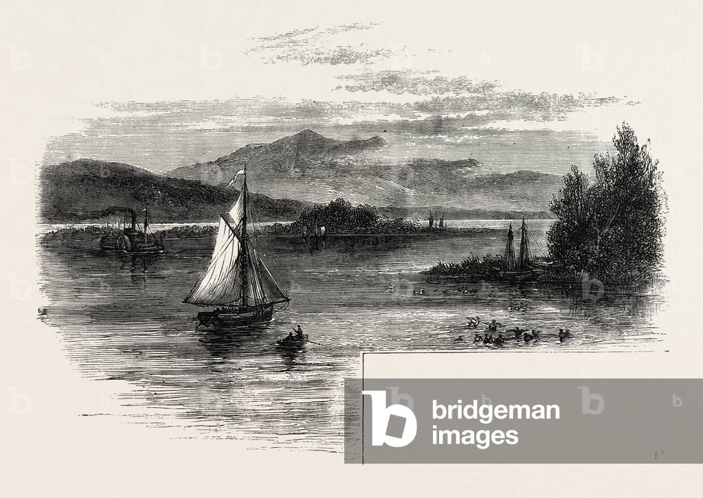 Lake Champlain, US, USA, 1870s Engraving