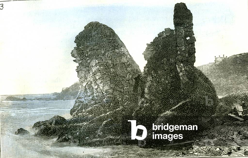Aberdeen the Rocks at Muchalls 1885 UK
