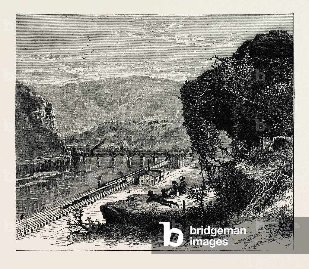 Harper's Ferry,USA, 1870s Engraving