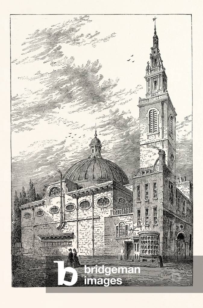 Exterior of St. Stephen's Walbrook in 1700 London