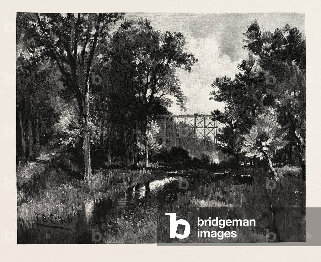 The North Iron Bridge, and Ravine, Rosedale, Canada, Nineteenth Century Engraving