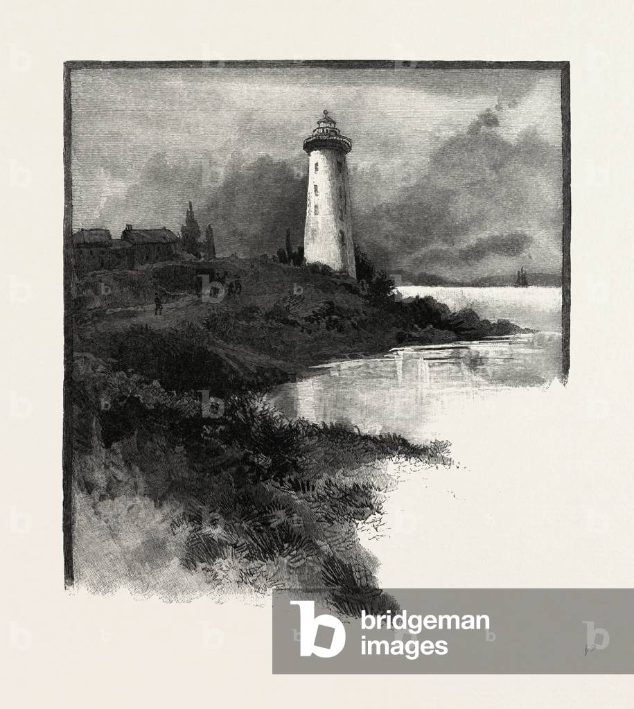 Old Lighthouse, Prescott, Canada, Nineteenth Century Engraving