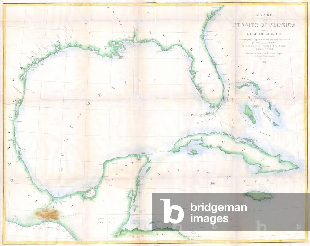 1852, Andrews Map of Florida, Cuba and the Gulf of Mexico