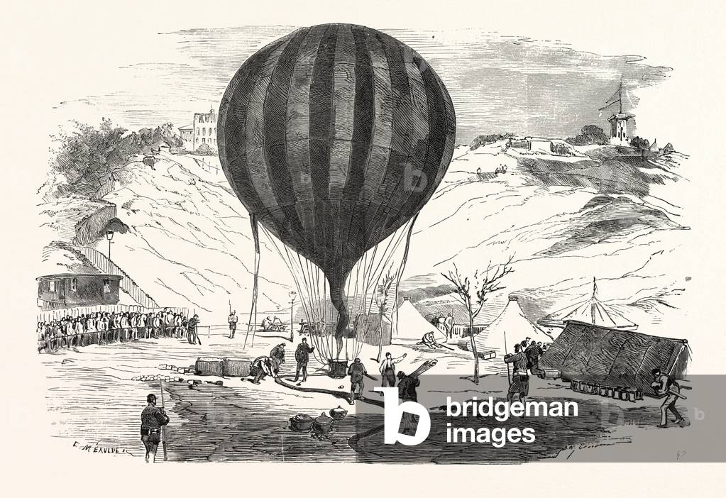 Franco-Prussian War: The Balloon Neptune on the St. Pierre De Montmartre Square, Near the Solferino Tower, France
