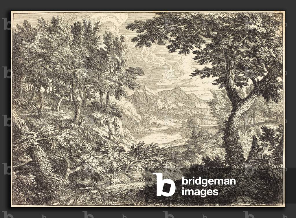 Paysage avec des voyageurs - Georges Focus (Französisch, 1641 - 1708), Landschaft mit Reisenden, Radierung