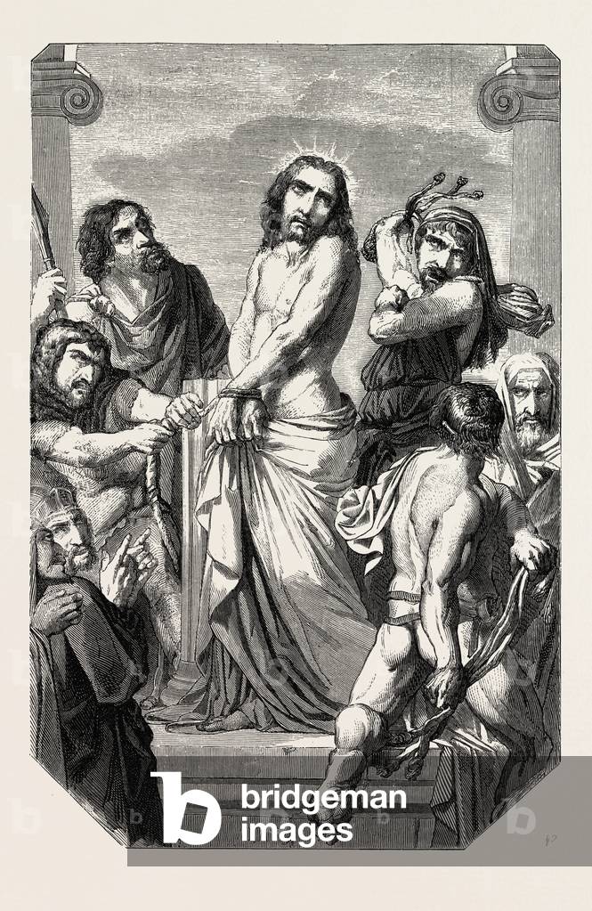 Salon of 1855, The Flagellation Painting by M. Henri Lehman. Engraving 1855