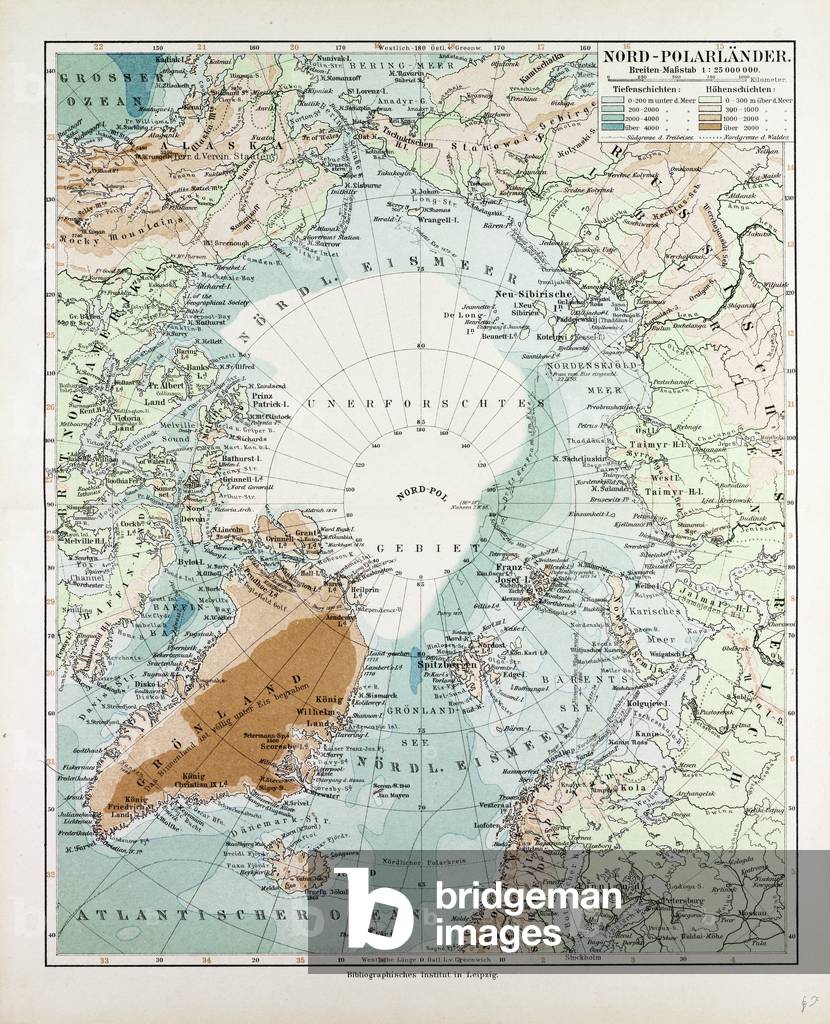 Map of Countries Around the North Pole 1899