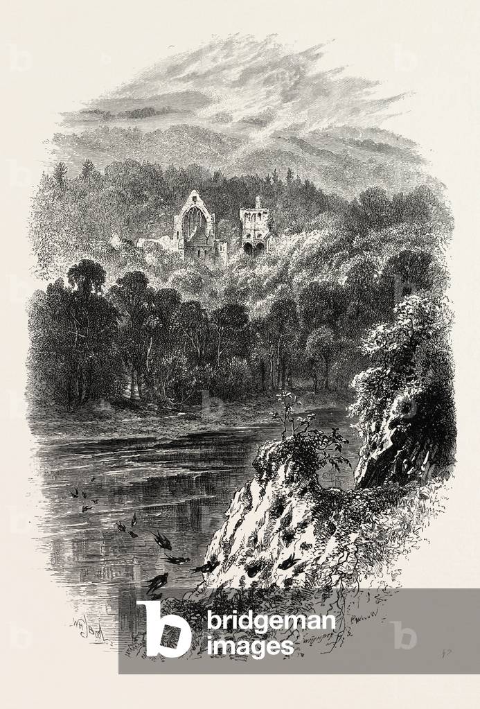 Dryburgh Abbey, UK, 19th Century Engraving