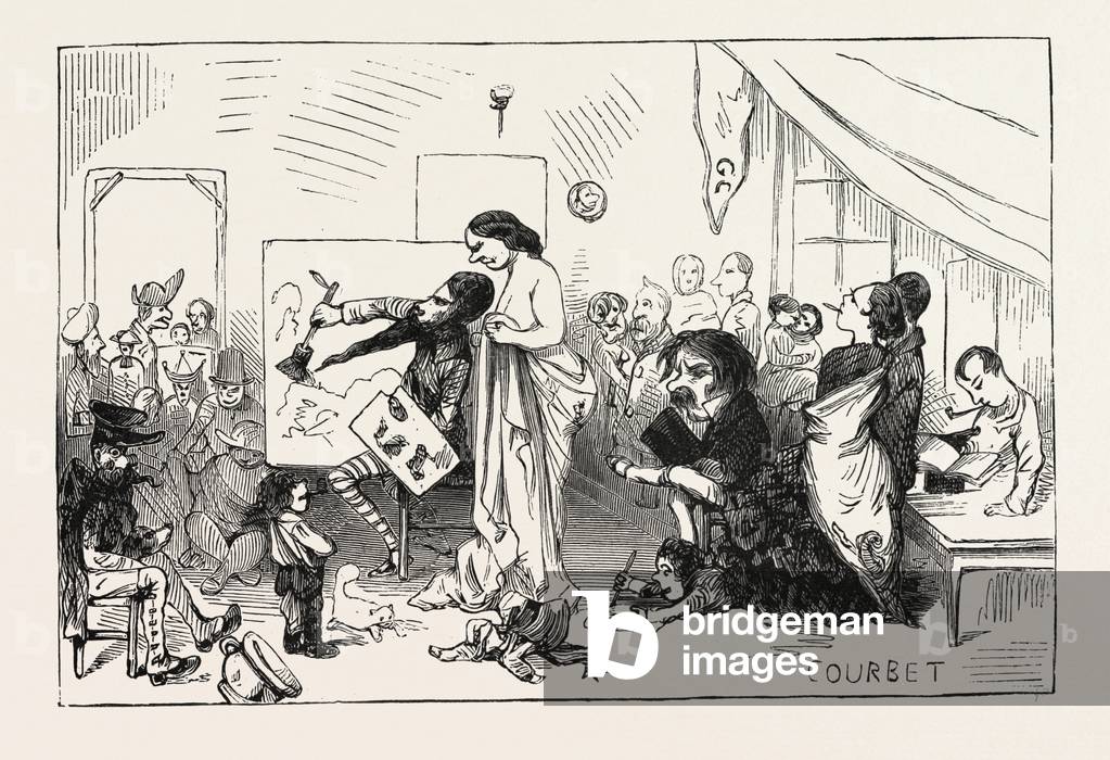 M. Courbet in All the Glory of His Own Individuality, Real Allegory, A Decisive Phase of his Artistic Life. Engraving 1855