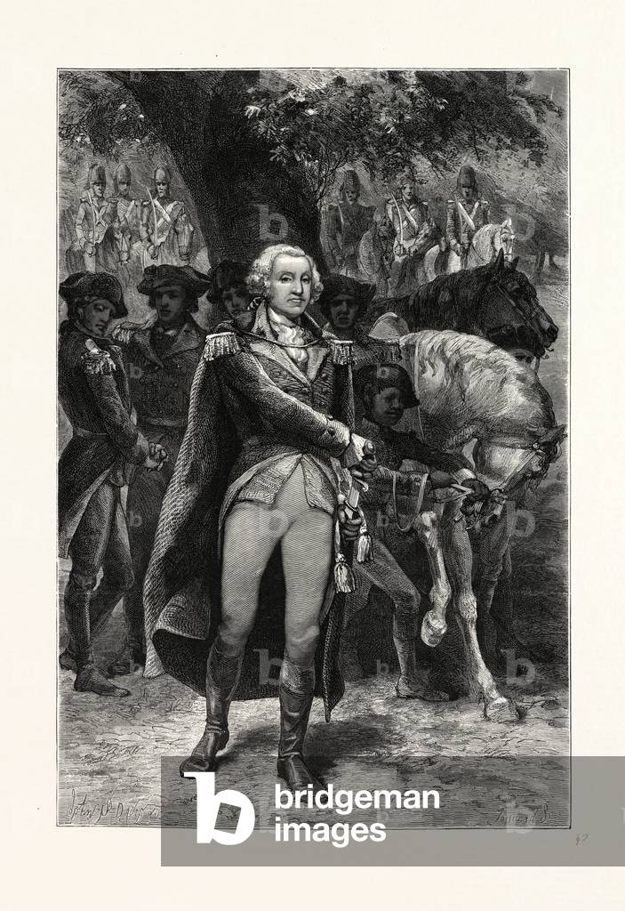 Washington Taking Command. George Washington (17321799), Military General and First President of the United States of America, USA.