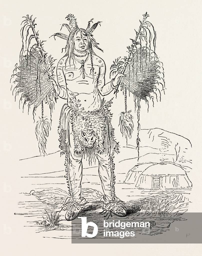 Indian Medicine Man, US, USA, 1870s Engraving