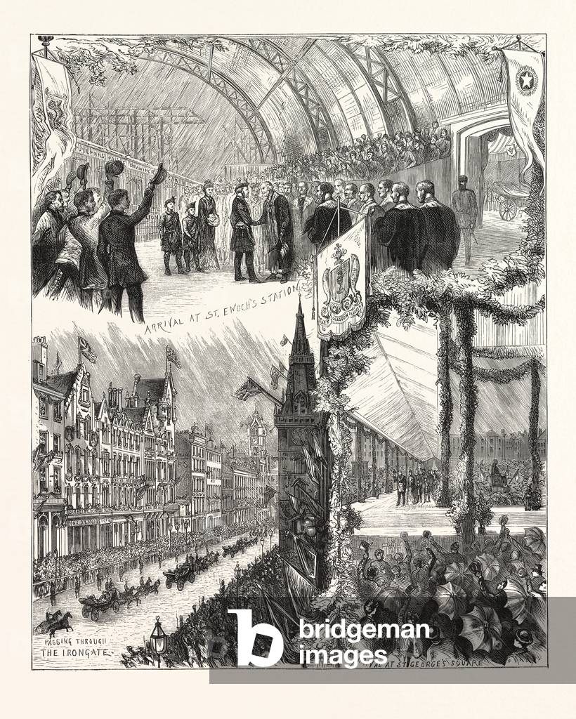 Visit of the Prince and Princess of Wales to Glasgow, Engraving 1876, UK