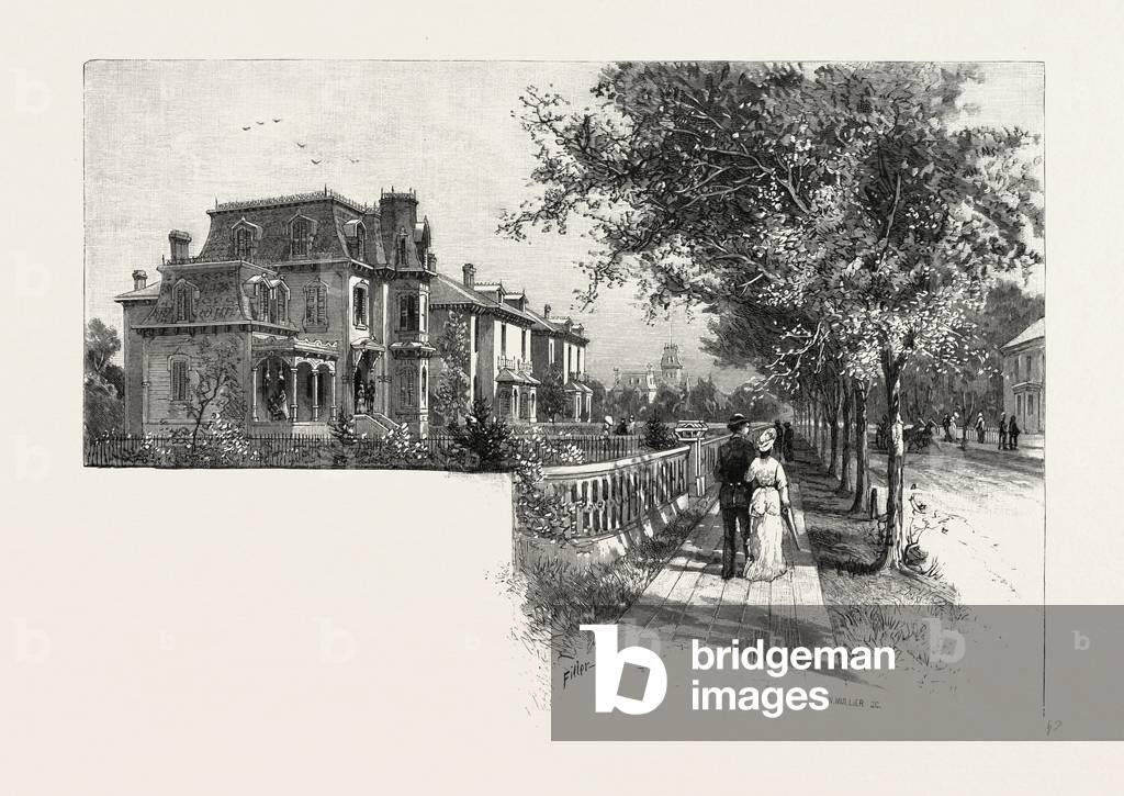 Charles Street, Belleville, Canada, Nineteenth Century Engraving
