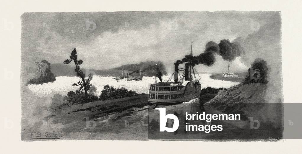 Long Sault Rapids, From the Canal, Eastern Ontario, Canada, Nineteenth Century Engraving