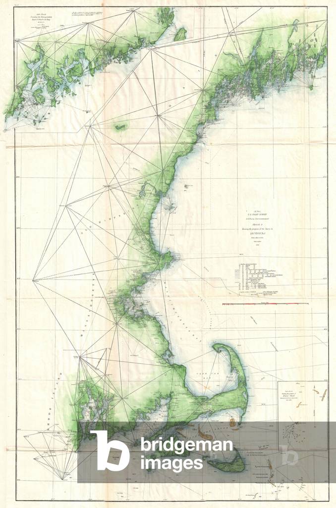 1859, U.S. Coast Survey Map of the New England Coa