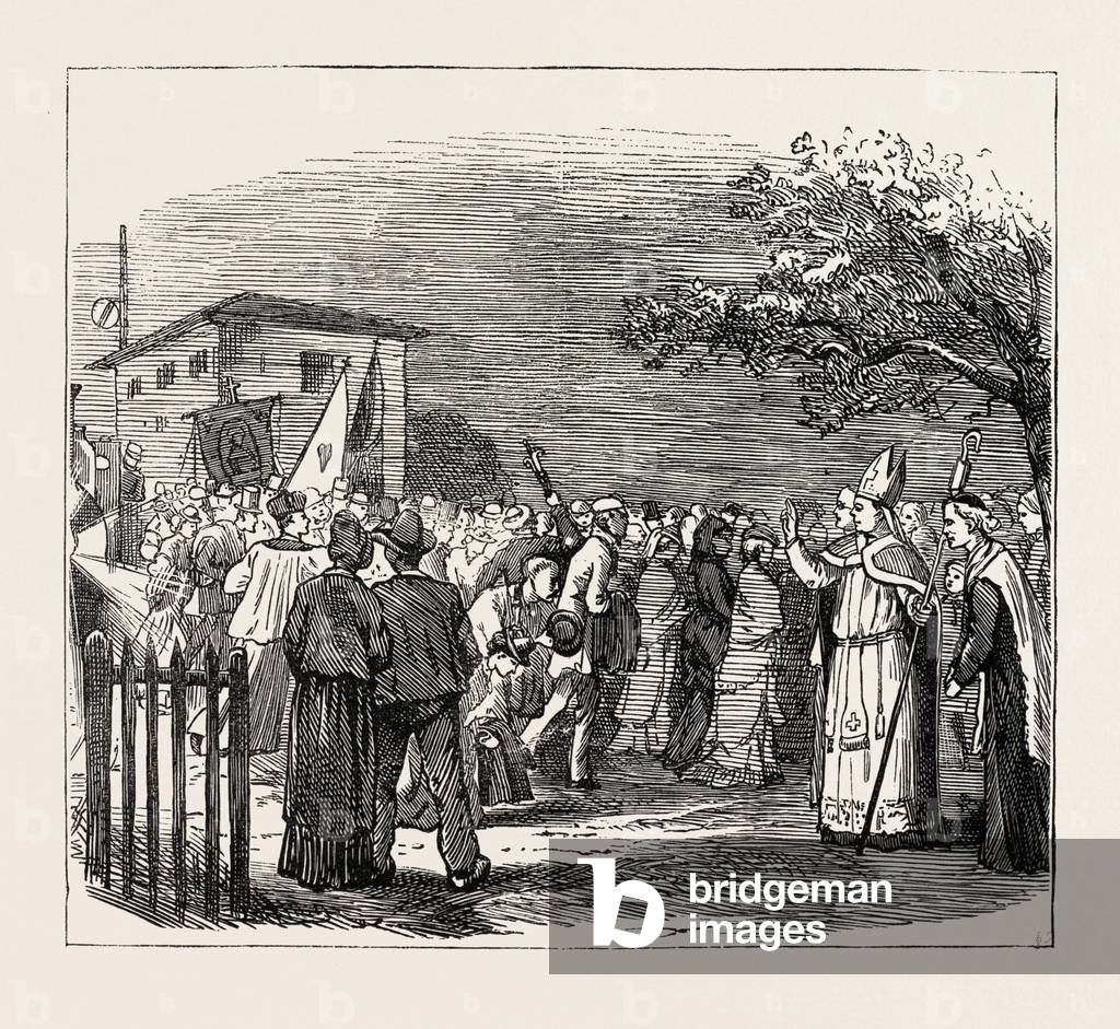 On the Way to Paray-Le-Monial, France: Arrival at Paray, 1873 Engraving