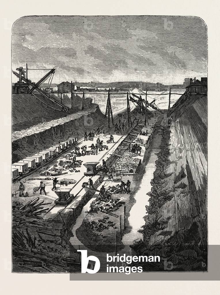 France: Changing the Course of the Seine, View at the Head of the Cut, Engraving 1880 1881