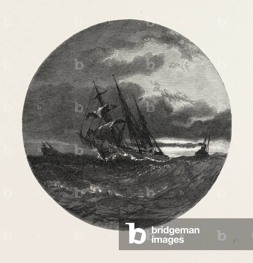 A Storm On Lake Erie, Canada, Nineteenth Century Engraving