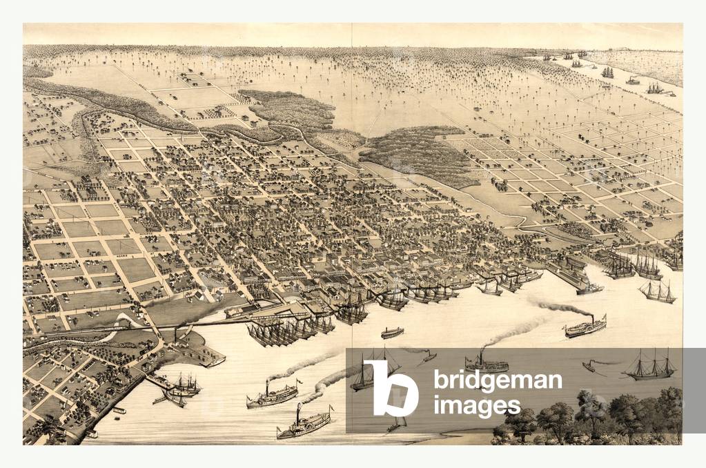 Birds Eye View of Jacksonville, Fla., Circa 1876, US, USA, America