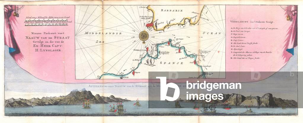 1747, Ratelband Map of Gibraltar