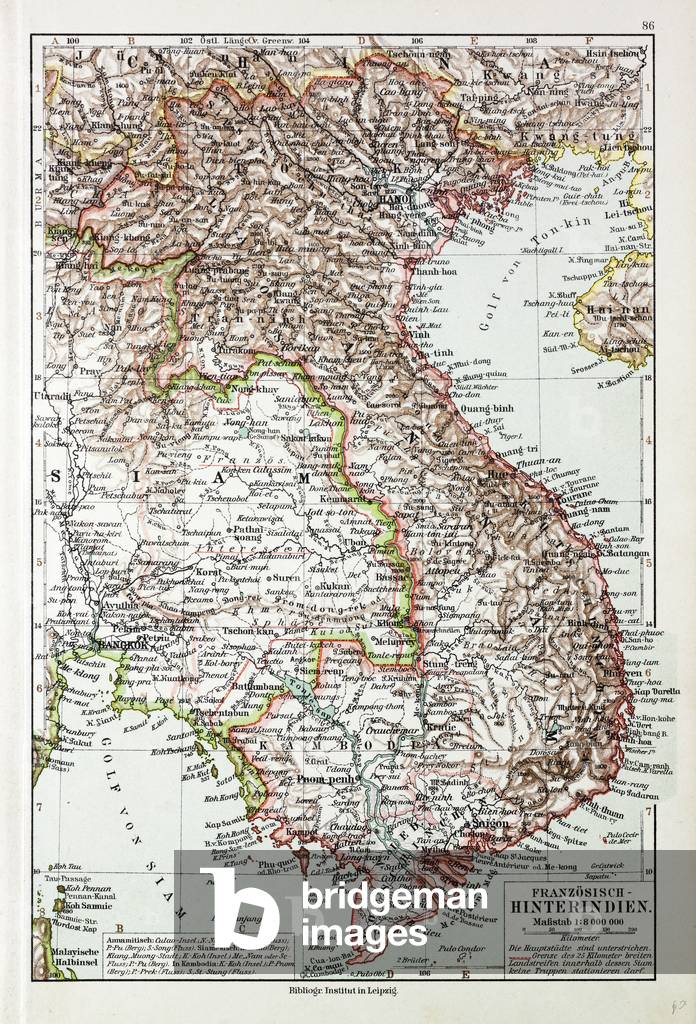 Map of Vietnam Cambodja Laos 1899