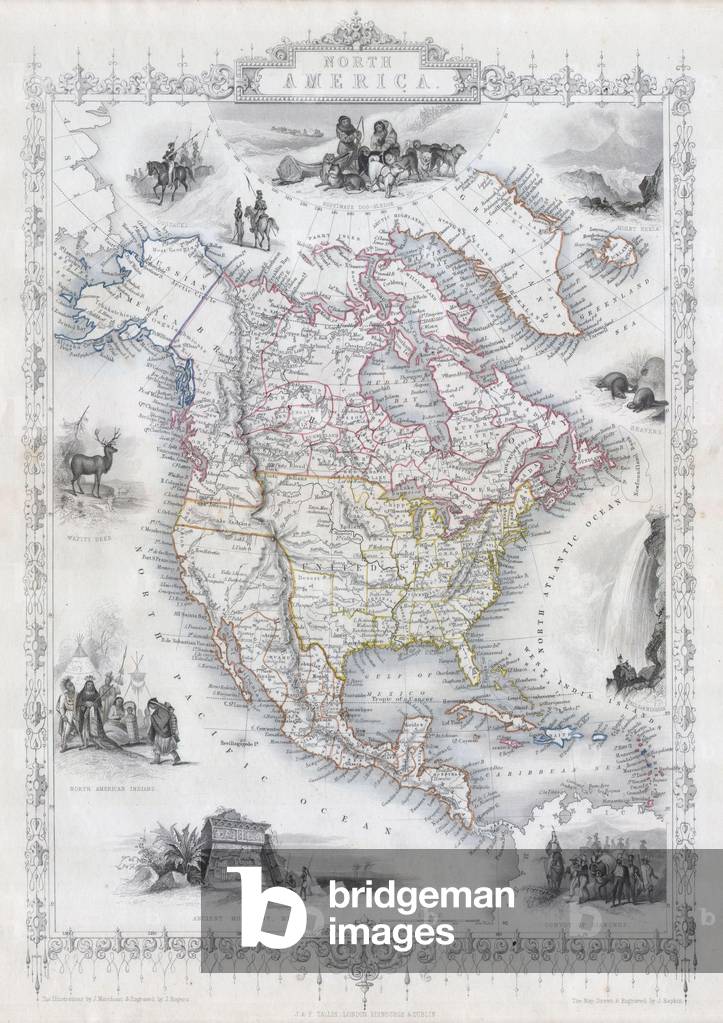1850, Tallis Map of North America, Texas at fullest
