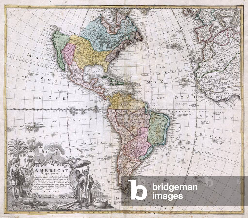 1846, Homann Heirs Map of North America and South America