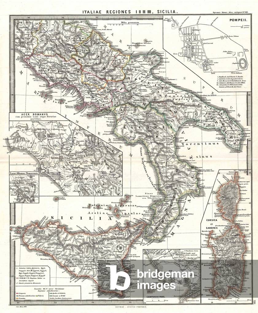 1865, Spruner Map of Southern Italy and Sicily