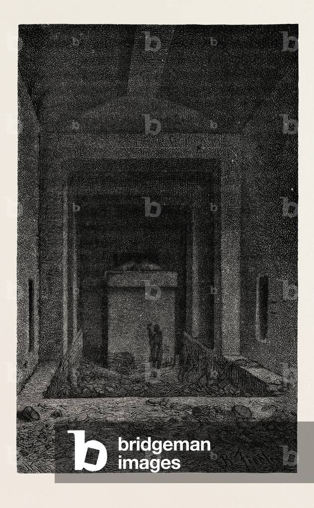Sarcophagus in the Tomb of Rameses. Egypt, Engraving 1879