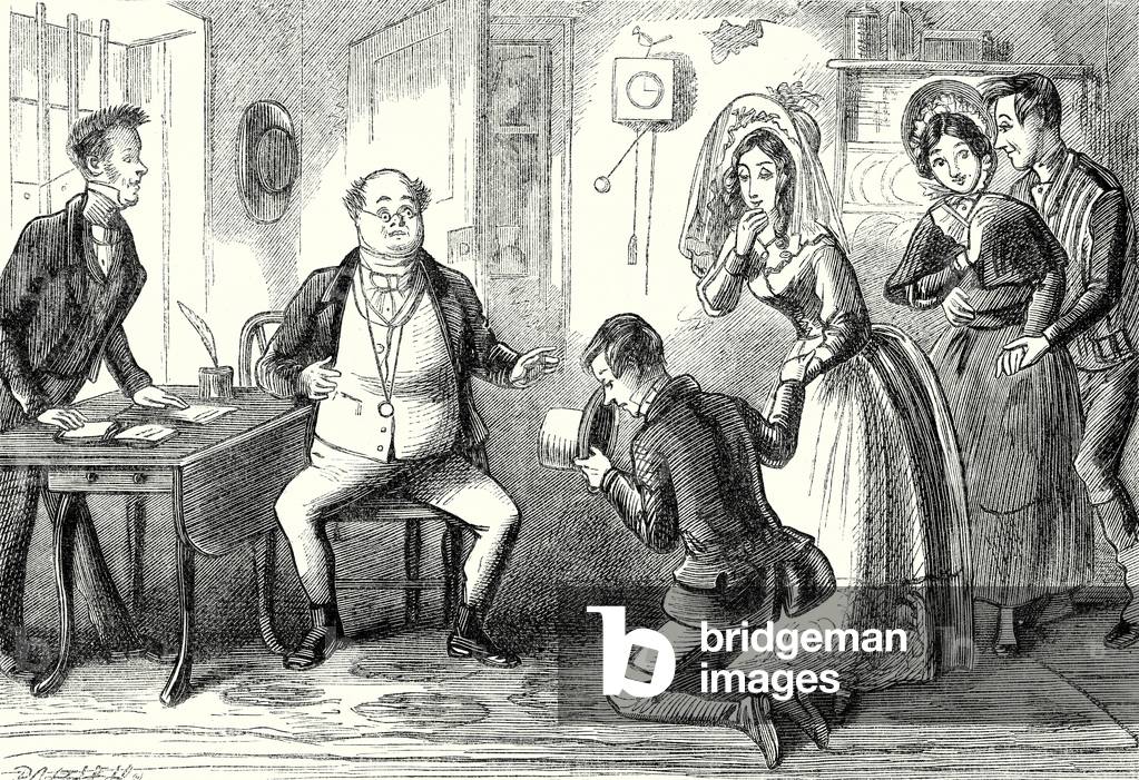 "„Mr. Pickwick could scarcely believe the evidence of his own sinses“", 19. Jahrhundert von Hablot Knight Brow