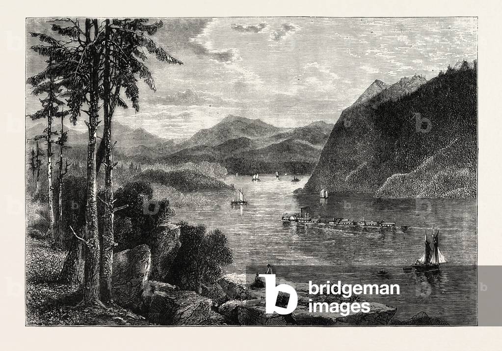 The Hudson Highlands,USA, 1870s Engraving