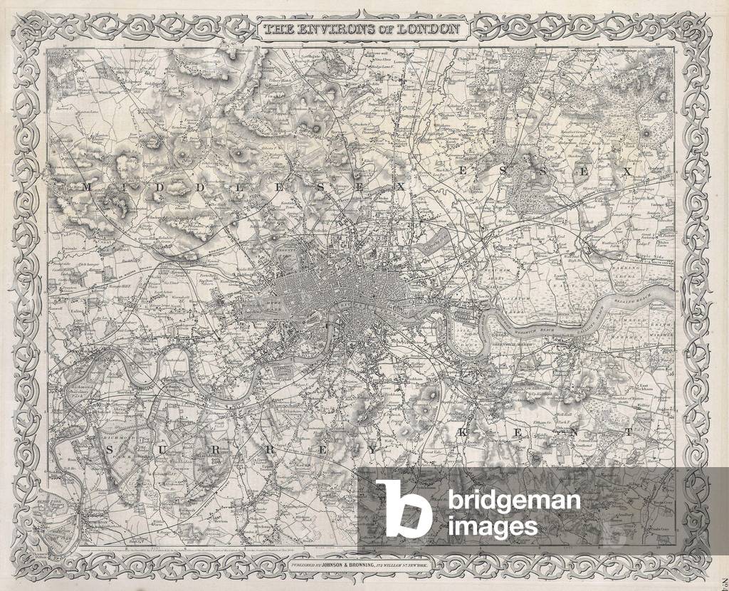1855, Colton Map or Plan of London, England