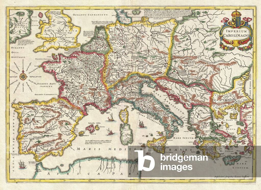 1657, Jansson Map of the Empire of Charlemagne