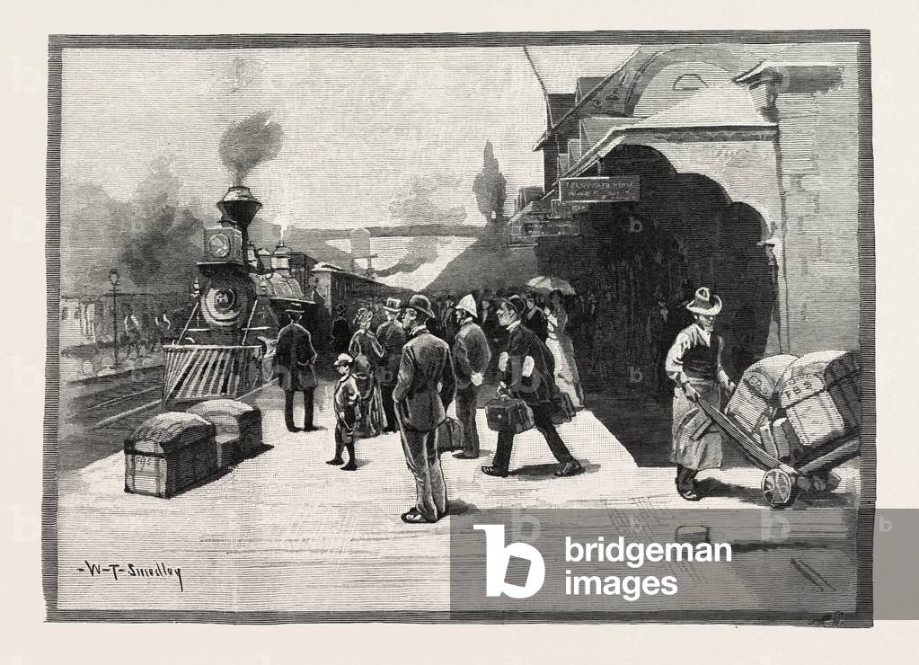 Great Western Railway Station, Hamilton, Canada, Nineteenth Century Engraving