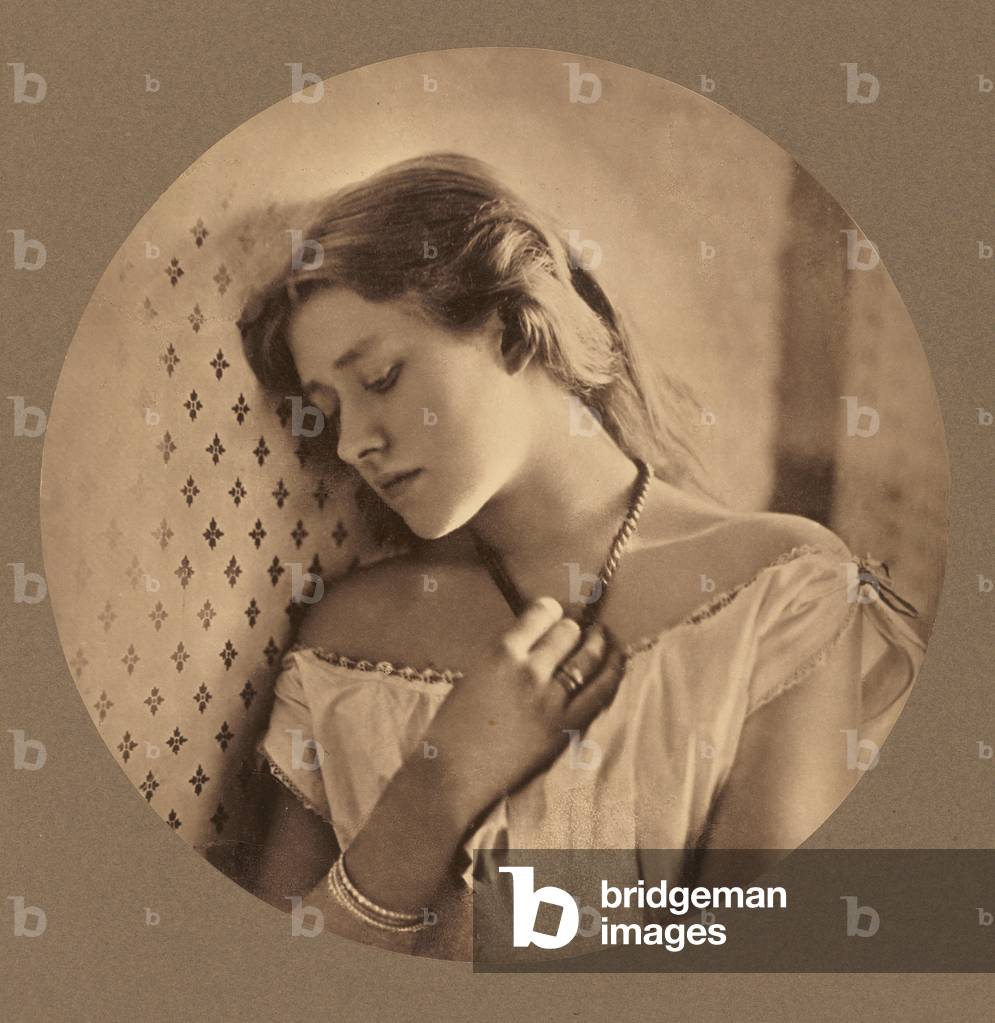 [Ellen Terry at Age Sixteen]; Julia Margaret Cameron, British, born India, 1815 - 1879; Freshwater, England, Europe; negative 1864; print about 1875; Carbon print; Image: 24.3 x 24.3 cm (9 9/16 x 9 9/16 in.), Mount: 32.1 x 32.1 cm (12 5/8 x 12 5/8 in.) -