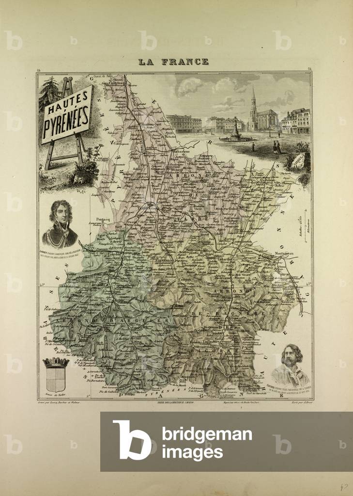 Map of Hautes Pyrénées 1896 France