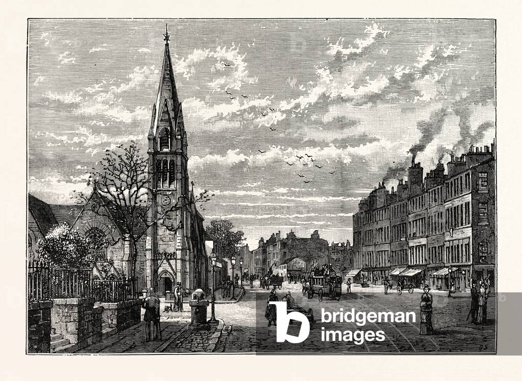 Edinburgh: Pilrig Free Church and Leith Walk Looking North.