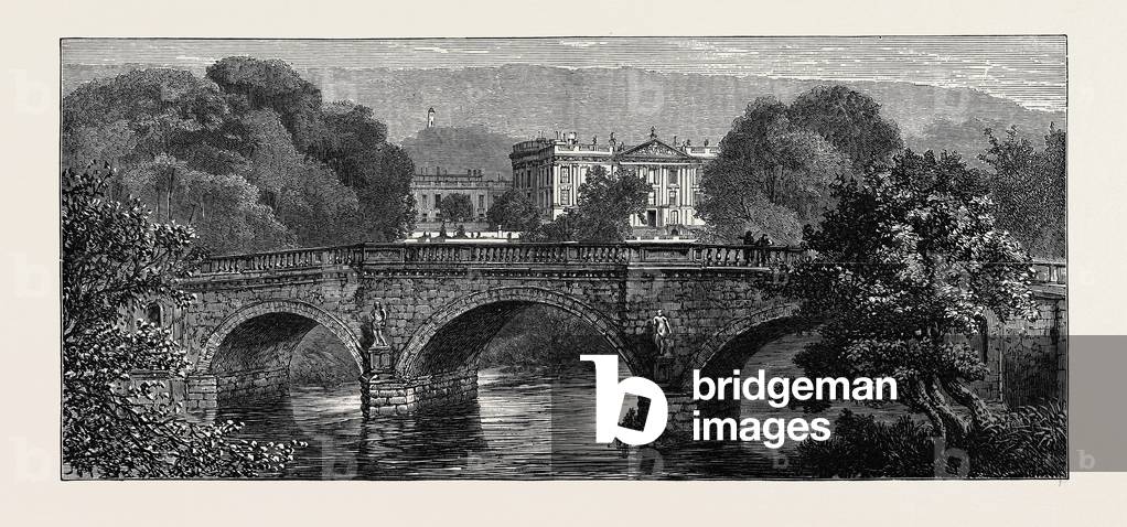 The Prince and Princess of Wales at Chatsworth: The Bridge in Chatsworth Park