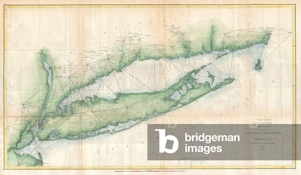 1873, U.S. Coast Survey Chart or Map of Long Island, New York