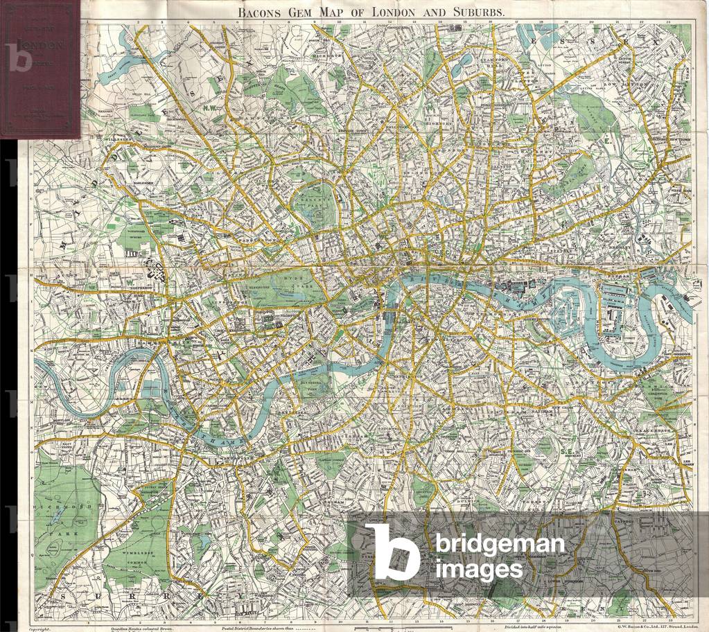 1900, Bacon Pocket Map of London, England