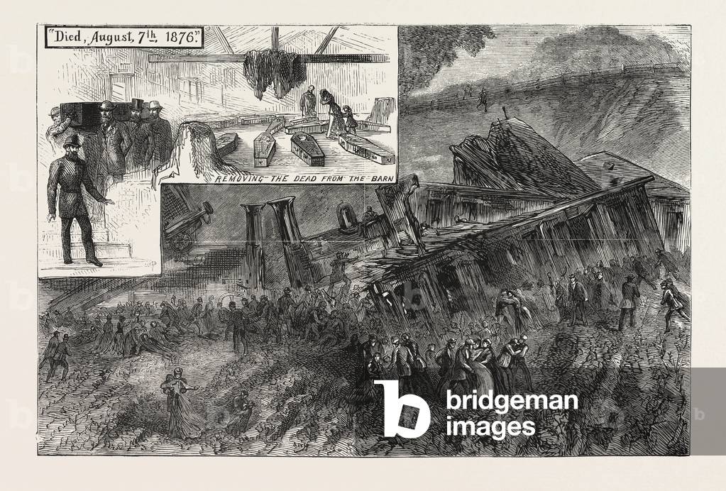 The Fatal Railway Accident: Railway Near Radstock, Engraving 1876, UK