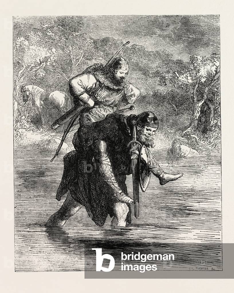 Robin Hood and the Curtal Friar, from the Boy's Book of Ballads, 1860 Engraving