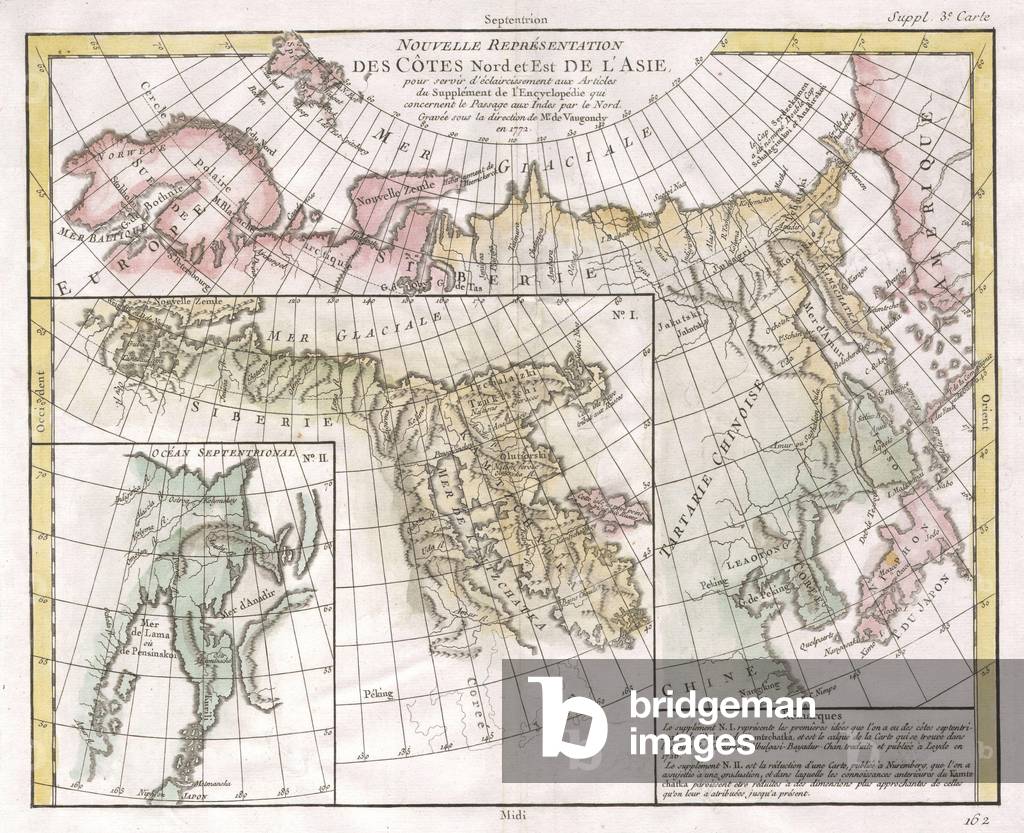 1772, Vaugondy, Diderot Map of Asia and the Northeast Passage