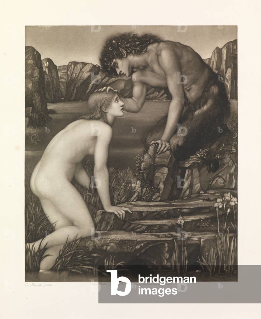 Pan and Psyche (mezzotint printed on paper)