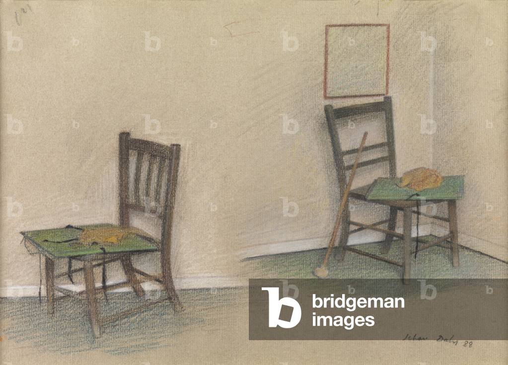 Two Chairs, 1988 (chalk & pastel on paper)