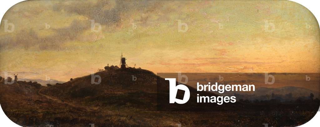 Windmill at Sunset (oil on board)