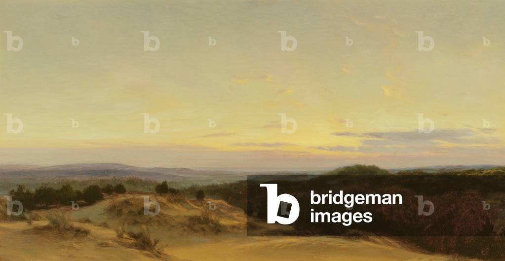 "Sonnenuntergang über einer Landschaft (Öl auf Papier" von Henry William Banks Davis