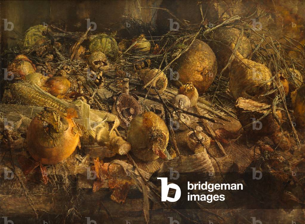 Still Life with Onions (oil on canvas)