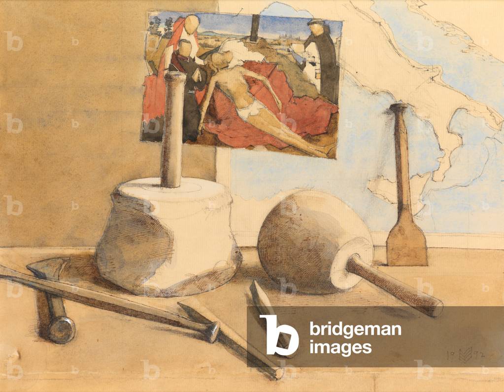 Study for the cover of The Island by Gustav Herling, 1992 (w/c and ink)