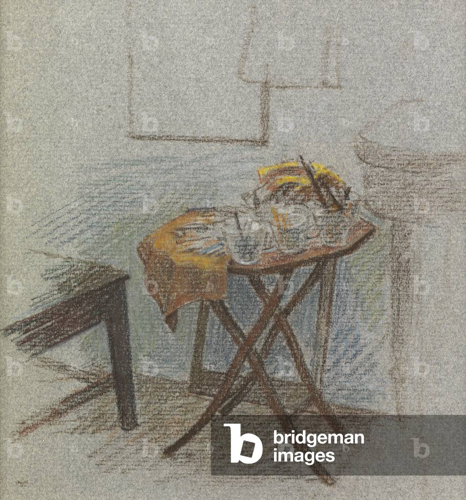 Painting Things on Table (chalk & pastel on paper)